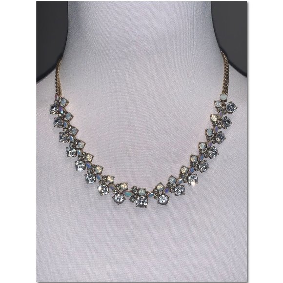 J. Crew Crystal and Opal Cluster Statement Necklace EUC - Picture 7 of 9